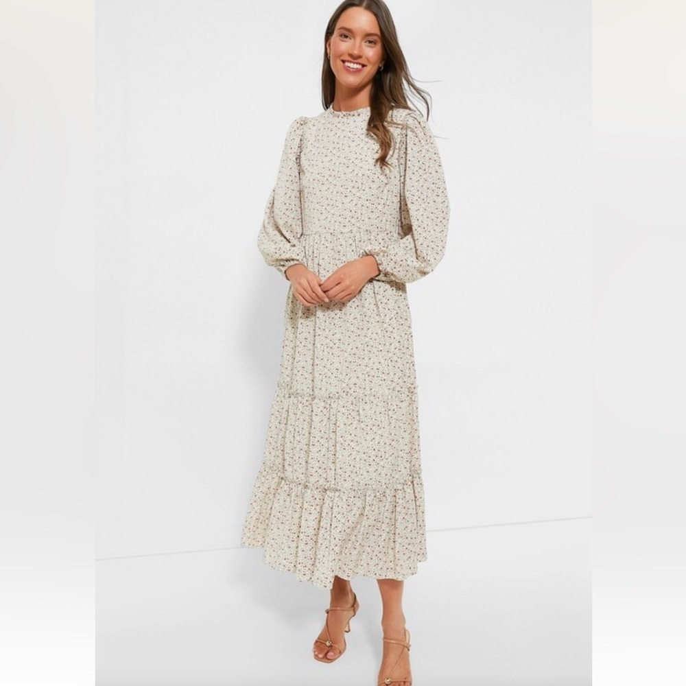 Tuckernuck Hyacinth House Cream Floral Jesse Midi Dress Small NWT